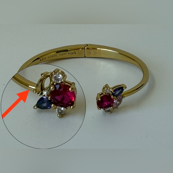 Kate Spade Gem Cluster Hinged Cuff Bangle Bracelet - MISSING ONE STONE - Picture 2 of 10
